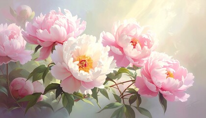 Fototapeta premium Pfingstrosen in voller Blüte