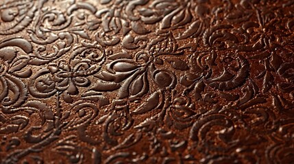 Embossed Floral Leather Texture, Intricate Details, Luxury Surface Pattern