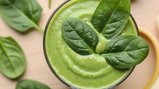 Refreshing green smoothie with spinach and banana for a healthy boost A vibrant and nutritious drink option for breakfast or anytime