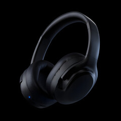 headphones isolated on black background, headphones on black background