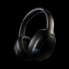headphones isolated on black background, headphones on black background