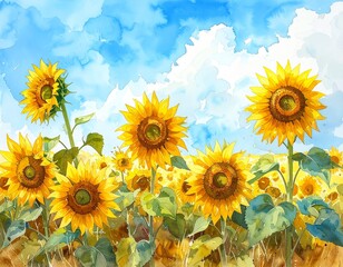 Sonnenblumenfeld im Sp&auml;tsommer