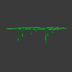 Green viscous liquid dripping from a horizontal surface, depicting a slime or ooze effect in graphic illustration