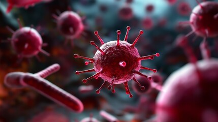 Infectious virus activity microbial world digital illustration lab environment close-up view science concept exploring pathogens