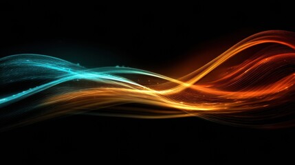 Naklejka premium Colorful Abstract Wave Patterns Create Dynamic Visual Energy in a Dark Background Showcasing Light Movement and Emotion