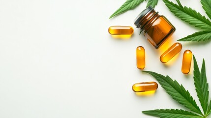 Cbd oil benefits and uses wellness trends product showcase modern kitchen top-down view natural health concepts