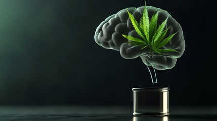 Cannabis and neuroscience exploring the connection between marijuana and brain function scientific research studio environment close-up viewpoint