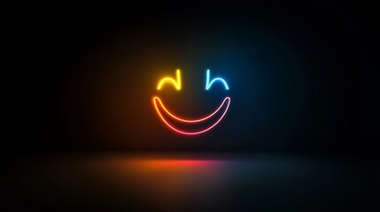 Celebrating happiness with neon smiles urban nightscape digital art vibrant colors creative perspective joyful expression