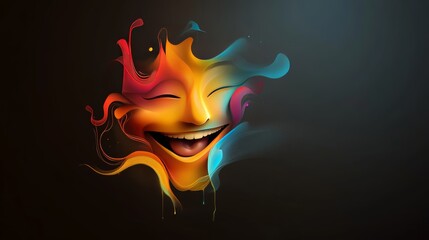 Colorful smiling face artwork digital illustration abstract design studio environment creative viewpoint joyful concept for visual impact
