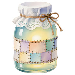 A beautifully crafted glass jar that radiates a soft, warm, inviting light, evoking a sense of magic and wonder.