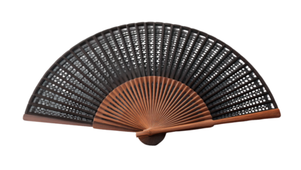 Dark-hued, ornate hand fan