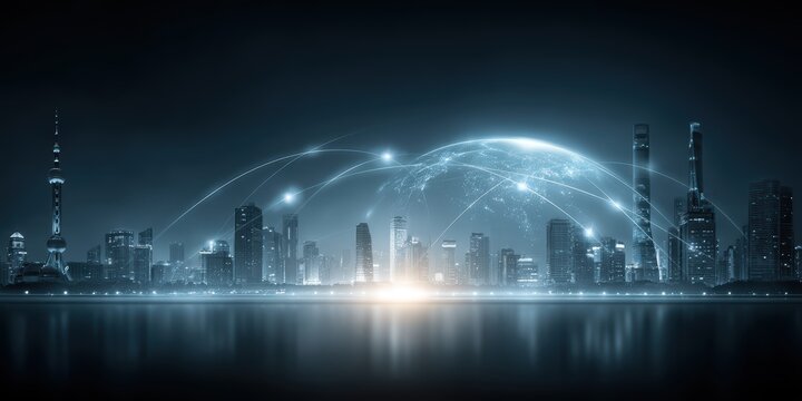 Global Network City: Tech, Connectivity, and Shanghai Skyline