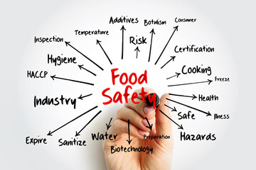 Food safety mind map, concept for presentations and reports