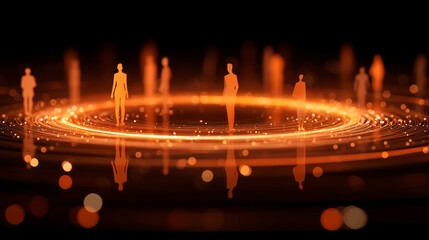 Figures appear in a glowing circular formation against a dark background, creating an otherworldly atmosphere and sense of connection