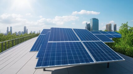 Obraz premium Solar Panel Energy, Renewable Power, Green Cityscape