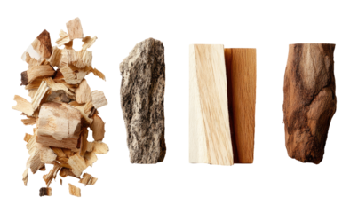 Four types of wood fuel