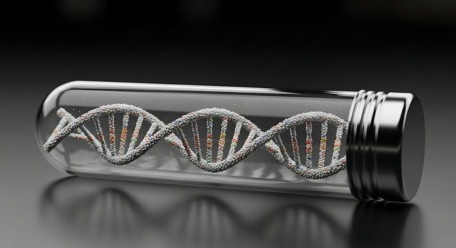 DNA Strand Inside a Test Tube, Scientific Concept
