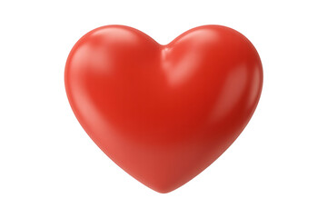 Obraz premium Glossy, vibrant red heart symbol isolated against a clean white background.