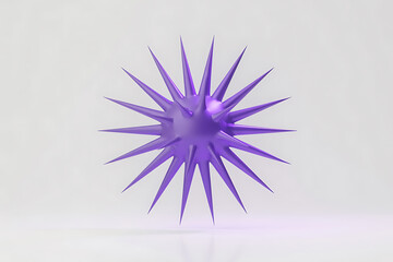 Obraz premium Sharp, spiky purple geometric shape floats against a plain light background.