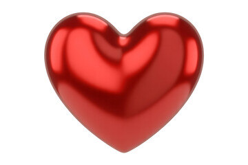 Fototapeta premium Shiny, metallic red heart shape isolated on a white background, symbolizing love.