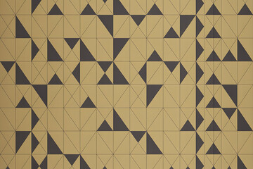 Abstract geometric pattern featuring interlocking triangles in gold and dark gray.