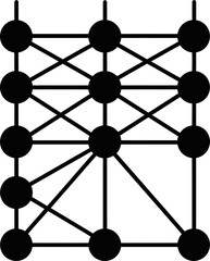 Black connected dots forming abstract network pattern. Concept science, neural, technology link connection. Simple modern digital graphic vector illustration