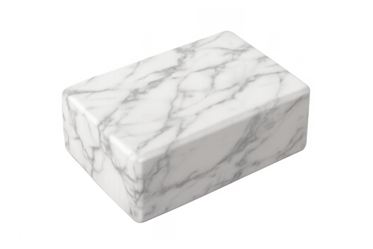 White marble rectangular display podium with transparent background