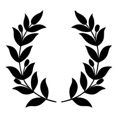 Elegant black laurel wreath graphic, a timeless symbol of victory, achievement, and honor. Perfect for awards, emblems, logos, certificates, and decorative frames