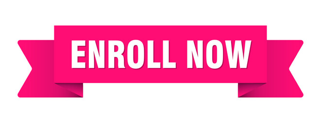 enroll now ribbon isolated on transparent background. enroll now ribbon