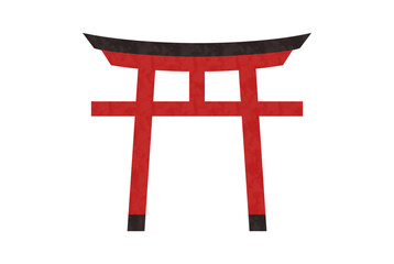 神社の鳥居のベクターイラスト　水彩風