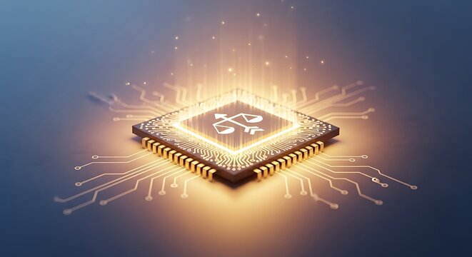 Glowing Microchip Futuristic Technology and Data Processing