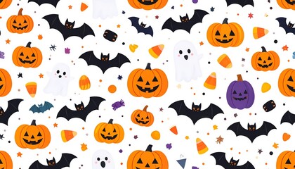 Spiders, Bats, Ghosts, and Pumpkins Kids Pattern