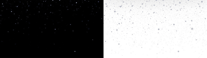 Png overlay featuring scattered snowflakes on a black and white background, creating a whimsical winter atmosphere for creative design projects and seasonal themes