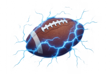 American football generating blue electricity lightning power