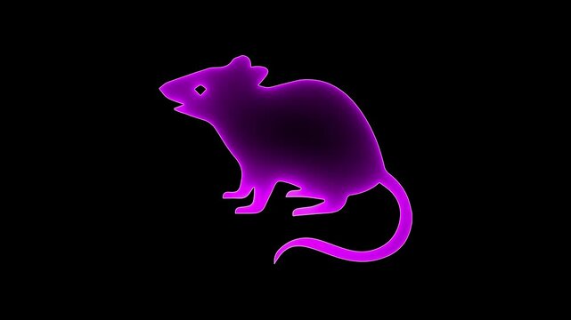 The rat pink color saber animation with black screen background. 4K video.
