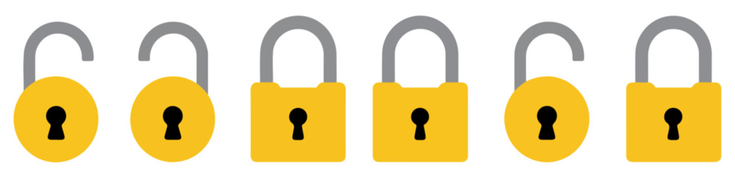 lock icon with open and closed padlock illustration