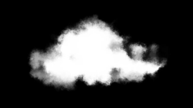 White smoke cloud isolated seamless loop animation  
