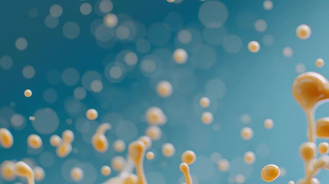 A cream milk splash liquid abstract blue background motion closeup dynamic energetic fresh dairy yellow swirl wave food drink texture macro vibrant fluid artistic creative pattern smooth summer cre