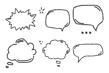 Sketch comic doodle style speech bubble for text quote. Hand drawn speech bubble set white background