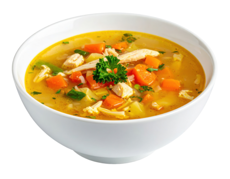 chicken soup with vegetable isolated on white and transparent, background Remove png