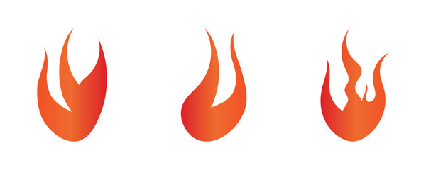 Set of fire, vector silhouettes of fire, silhouette set of flame, set of fire icons, set of flame icons