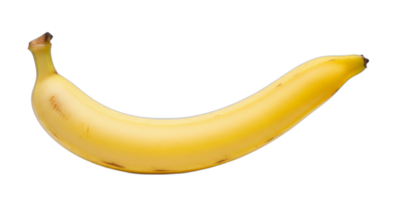 A single fresh ripe yellow banana isolated on a white background. PNG Transparent