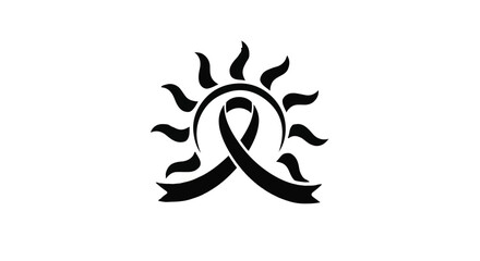 Obraz premium Symbol of hope and resilience, a black awareness ribbon framed by a radiant sunburst.