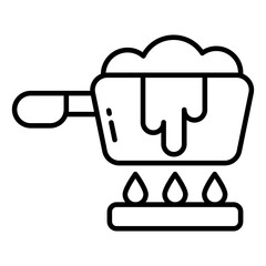 A linear design icon of overflowing pan