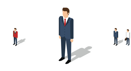 Obraz premium Isometric businessmen on minimalist white background