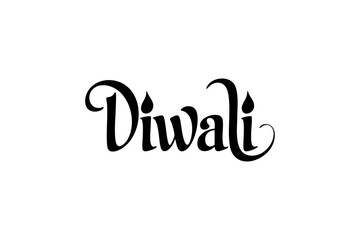 Diwali Calligraphy Typography – Elegant Festival of Lights Lettering Design for Indian Celebration