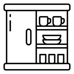 Conceptual linear design icon of crockery almirah