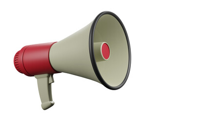 3d rendering of red megaphone on isolated white background