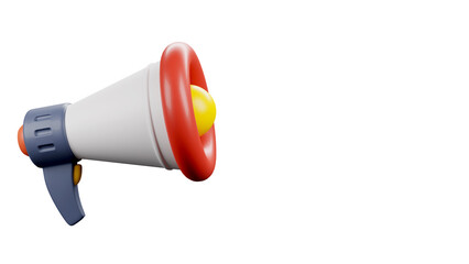 3d rendering of a red and yellow minimal megaphone on isolated white background
