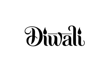 Diwali Calligraphy Typography – Elegant Festival of Lights Lettering Design for Indian Celebration